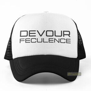 🆕Devour Feculence Foam Trucker Hat Mesh Snapback Cap Black/White